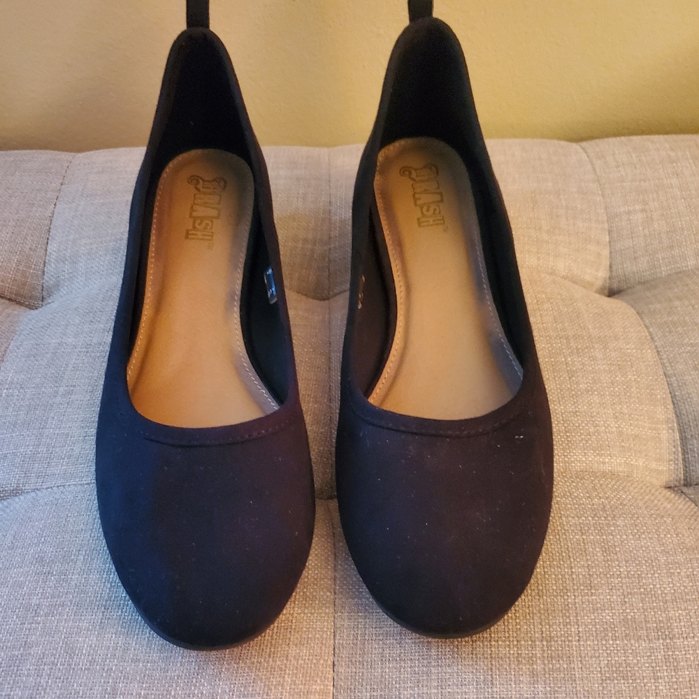 Black Faux Suede Flats